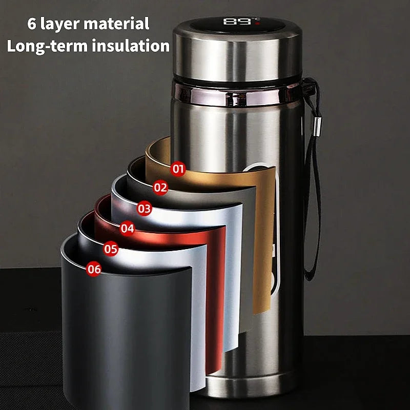500ML-1Liter Stainless Steel Thermos Bottle with LED Temperature Display Sus304 Tea Water Bottle Vacuum Flask Portable Cups
