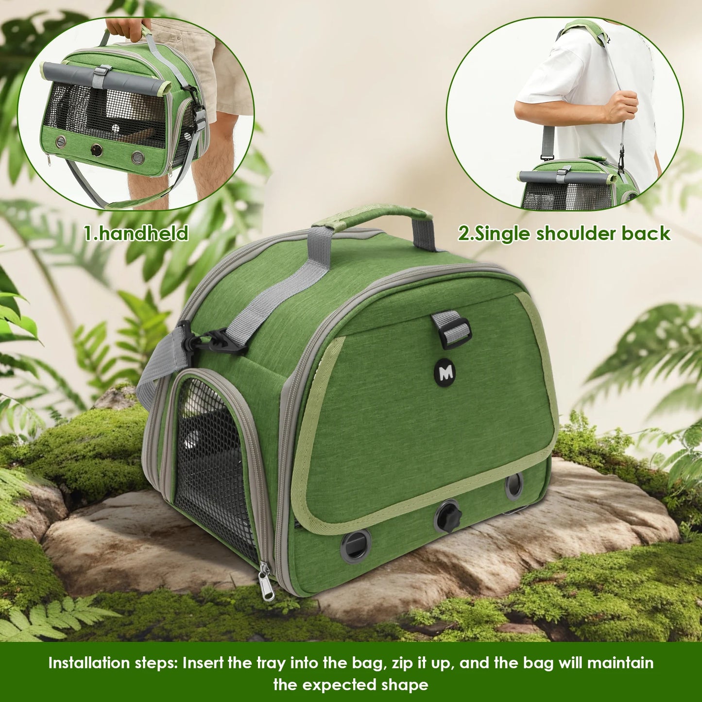 Portable Bird Travel Bag Oxford Cloth Bird Carrier Parrot Travel Cage with Tray and Clear Window Travel Bird Raising Supplies