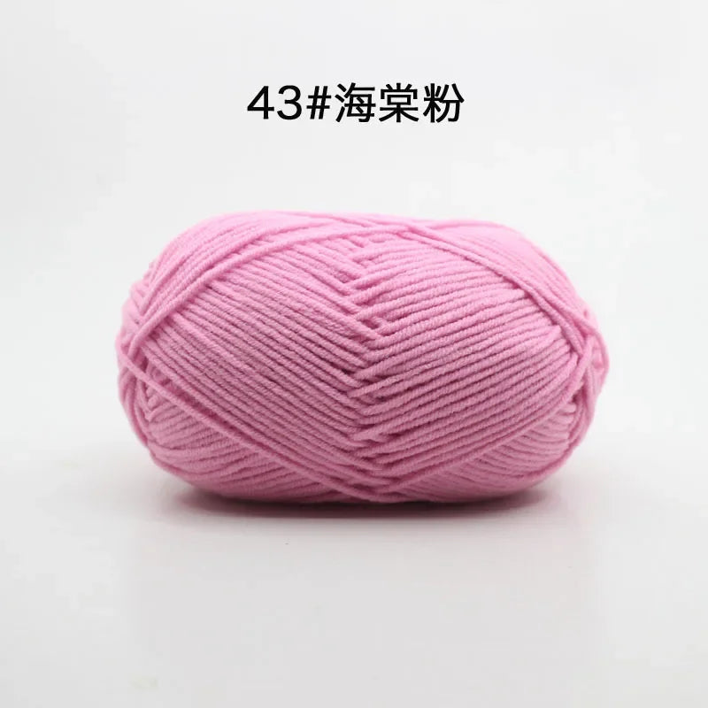 Likeecords 4-Strand Milk Cotton Yarn 60g Soft Baby Yarn for Knitting and Crochet