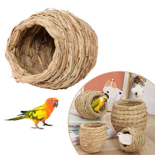 1PC Hand Woven Hummingbird Nest House Hanging Hummingbird Bird's Nest in Straw Garden Nest Woven House Straw Bird HousBirdhouse