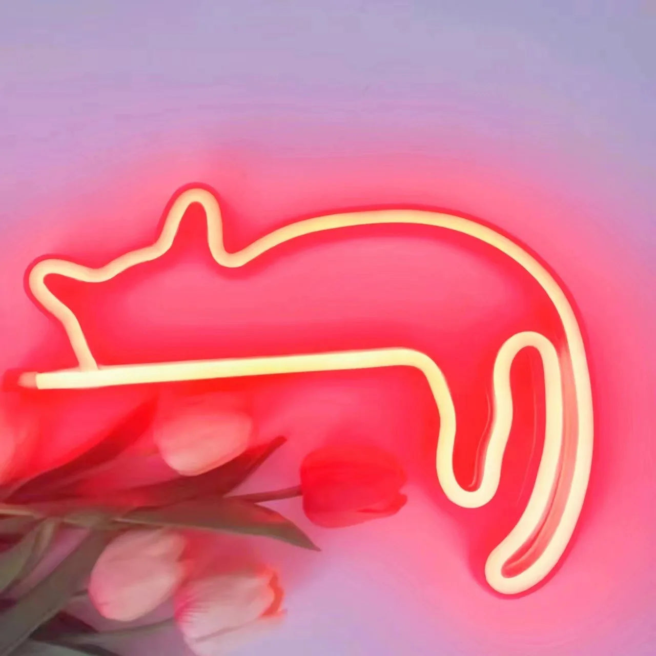 Cat Neon Sign for Wall Decor LED Light Up USB Pet Gift
