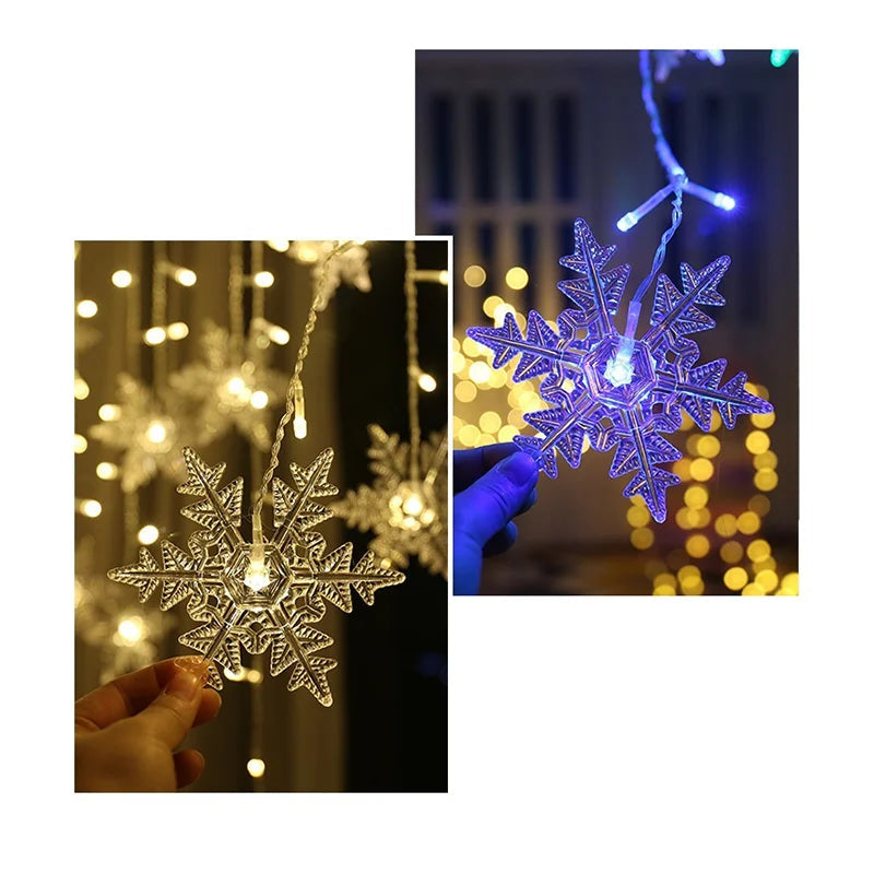 3.2M Christmas Snowflakes LED String Lights Waterproof Fairy Curtain for Holiday Party Wedding Decoration