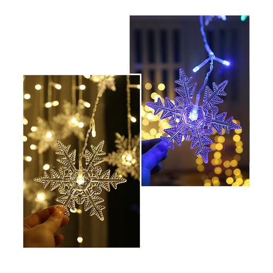 3.2M Christmas Snowflakes LED String Lights Waterproof Fairy Curtain for Holiday Party Wedding Decoration