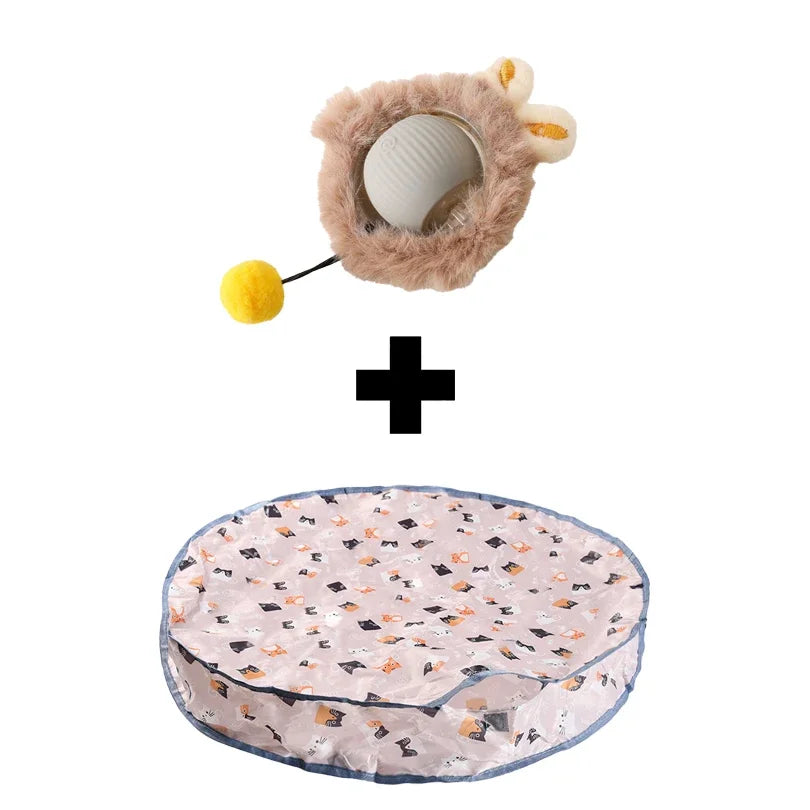 Smart Interactive Cat Toys Ball Fast Rolling in Pouch Hide and Seek Kitten Toy Motion Activated Interactive Cat Toy for Indoor