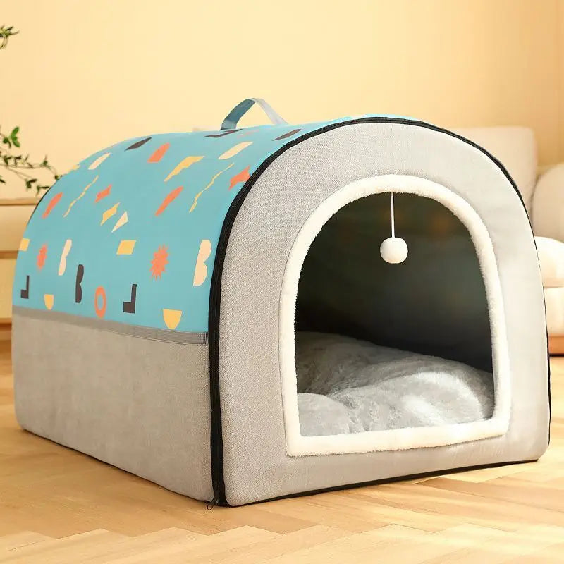 Oversized Dog Kennel Tunnel Warm Dog House Detachable Pet Sleeping Bed Semiclosed Pet Supplies Soft Non-slip Dogs Cats Kennel