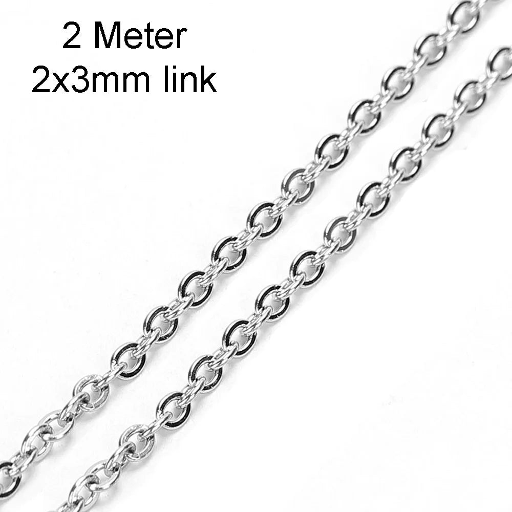 10 Meters Stainless Steel Chain 1 1.5 2mm Gold Steel Color for DIY Jewelry Making