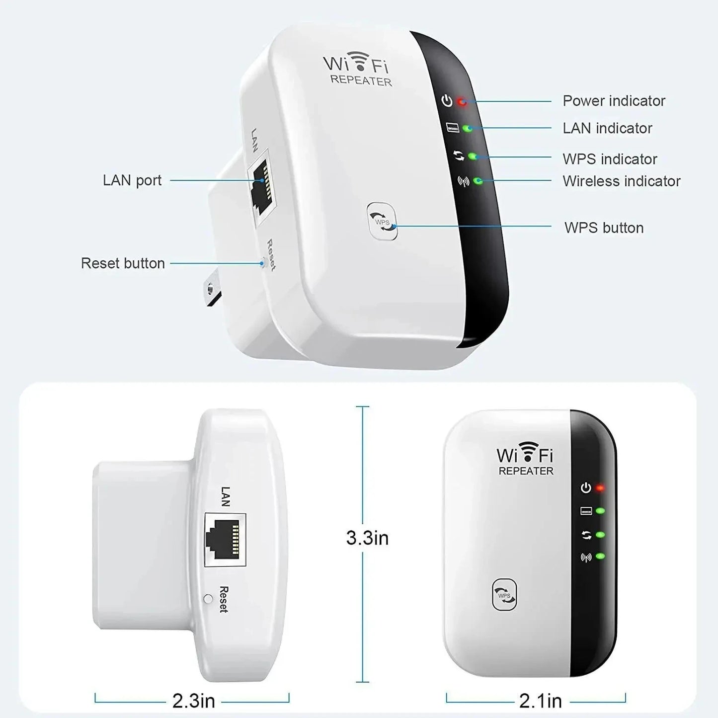 Wireless Signal Booster Wifi Extender Small Steamed Bun Network Repeater Ap Broadband Home Router Signal Amplification Extension