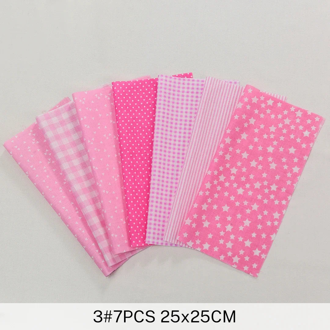 7 Pieces 25x25Cm Cotton Flower Fabric Printed Cloth for DIY