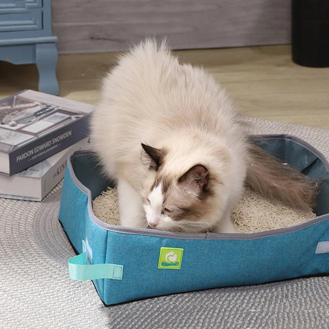 Semi Enclosed Cat Litter Box, Portable Waterproof Oxford Cloth