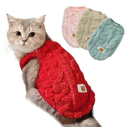 Autumn Winter Pet Cat Clothes Soft Fleece Vest Sweater For Small Dogs Cute Puppy Kitten Pullover Jacket Sphynx Cats Costumes