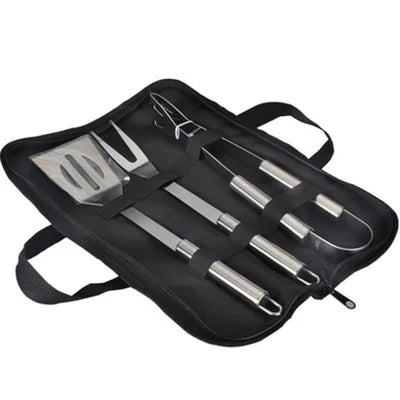 Stainless Steel BBQ Tool Set with Portable Storage Bag for Outdoor Grilling and Baking