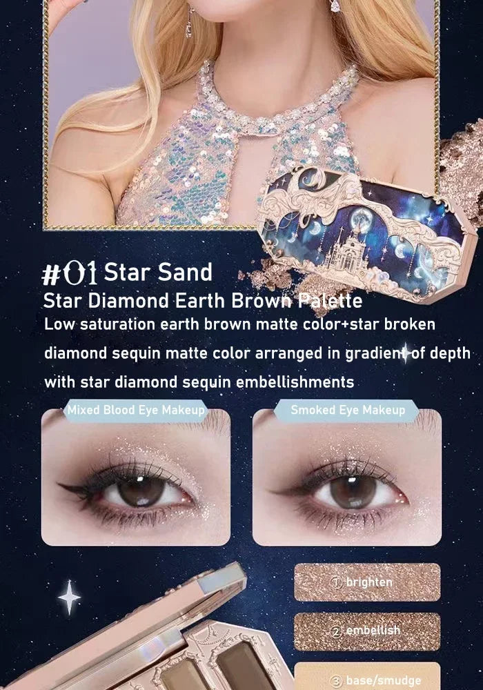 Flower Knows Moonlight Mermaid Eyeshadow Palette 8 Color Eye Makeup with Matte Shimmer and Glitter Finishes for Stunning Looks