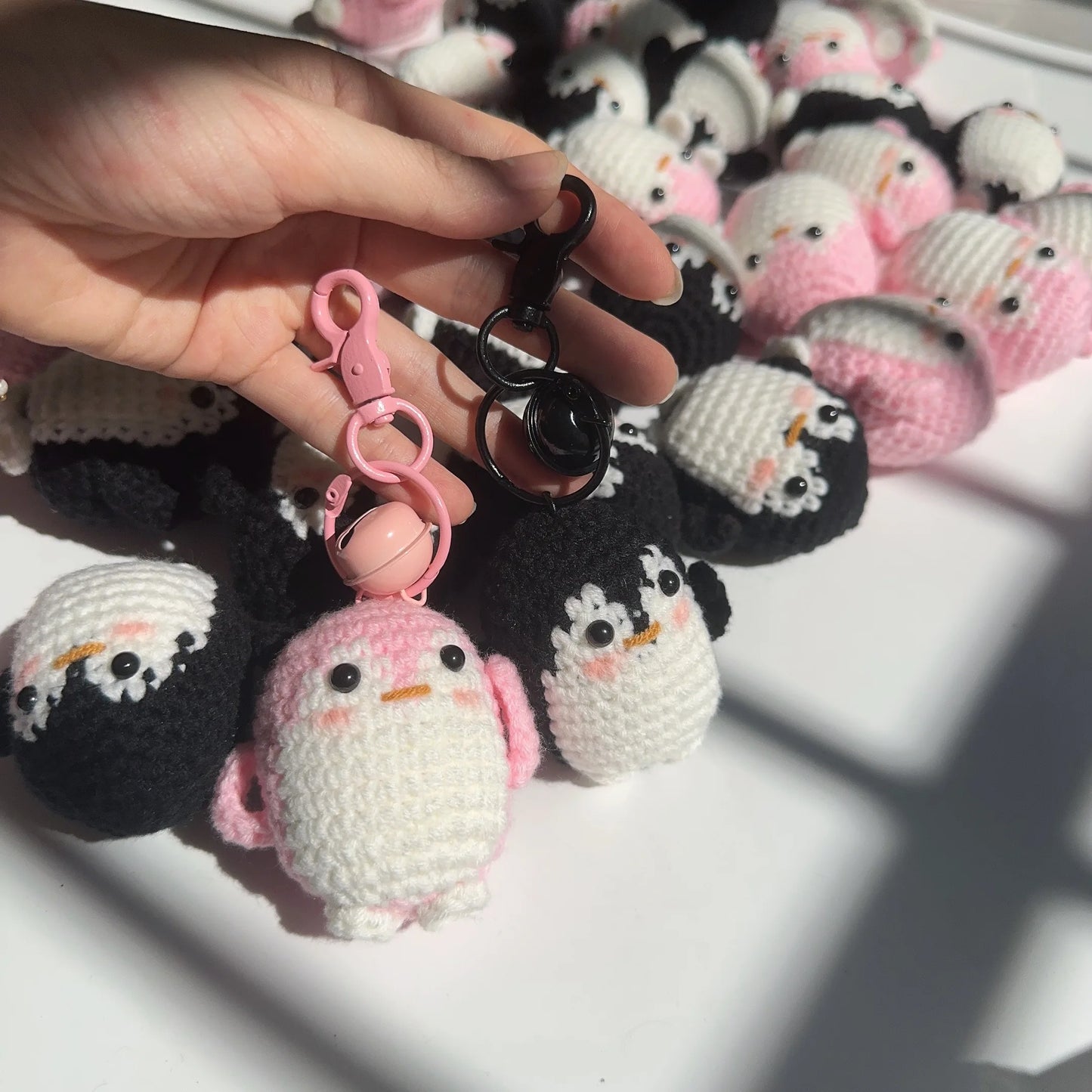 Handmade Cute Cotton Wool Penguin Doll Crochet Keychain