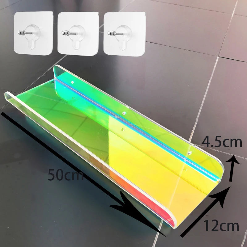 Colour Invisible Acrylic Floating Shelves Wall Mounted Bookshelf Storage Rack for Room and Bathroom