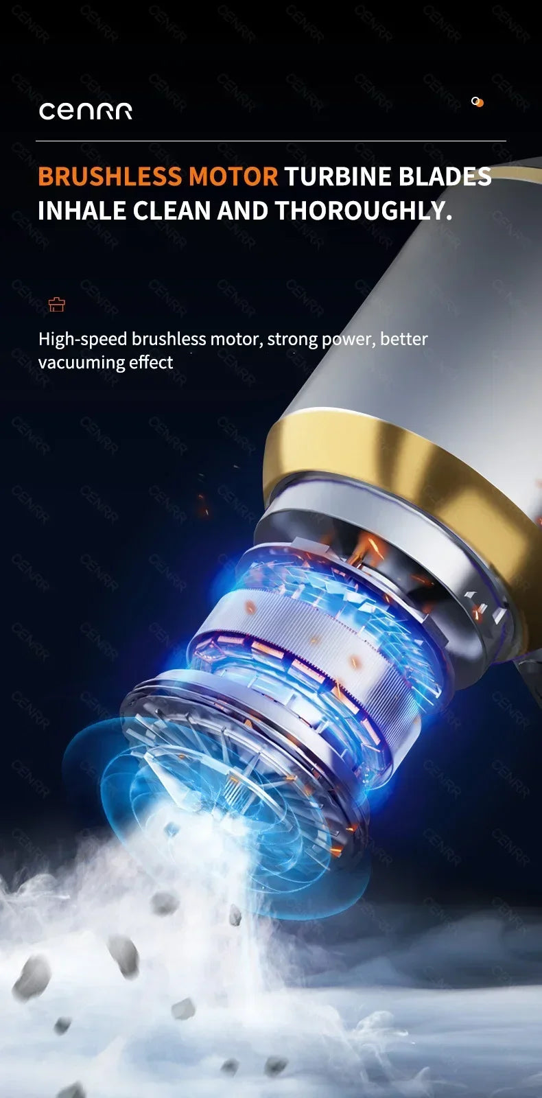 CENRR 360000PA Car Vacuum Cleaner Strong Suction Cordless