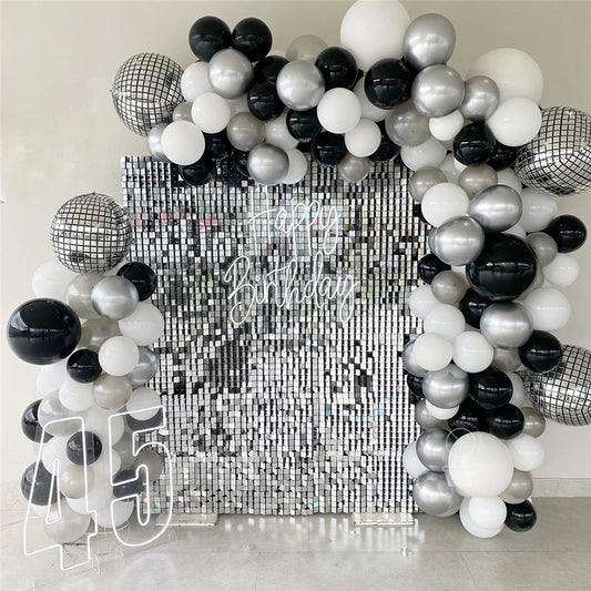 Silver Sequin Wall Backdrop Panels Set of 18 for Wedding Bridal Shower and Bachelorette Party Decorations