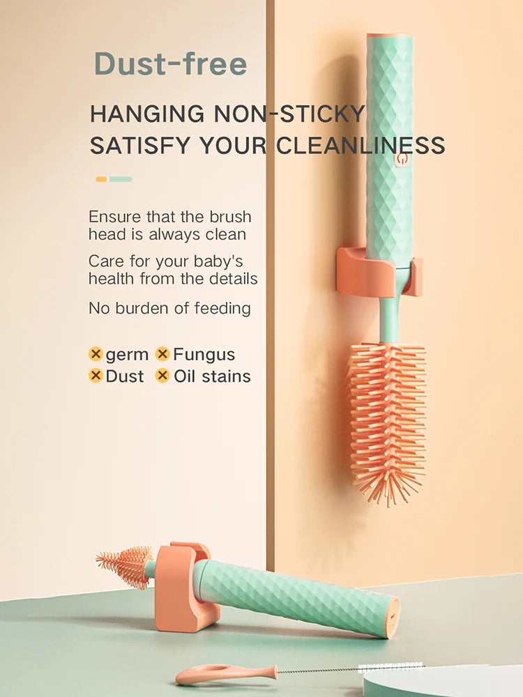 3 Pieces Electric Bottle Brush Set with 360 Degree Rotating Long Handle Waterproof Silicone Cleaning Brushes for Straws and Pacifiers