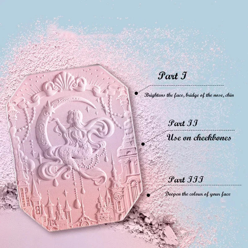 Flower Knows Tri-Color Gradient Cheek Blush Moonlight Mermaid Matte Finish Vegan Cruelty Free Makeup