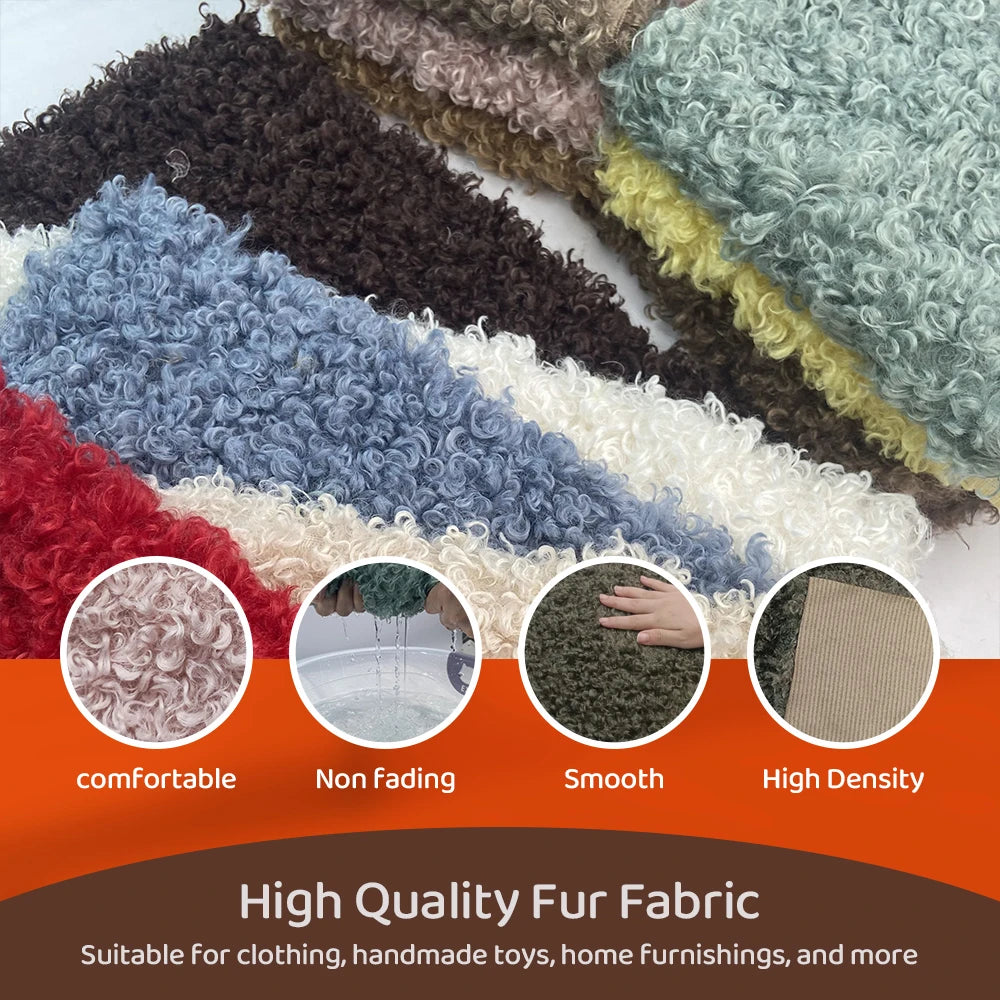 Teddy Fur Plush Fabric Polyester Soft Velvet for DIY Doll Hair Non Elastic Solid Color by Meter