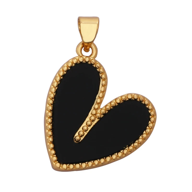 Classics Love Heart Star Zircon Focal Charm Pendant 18K Gold Plated Shell Pearl Jewelry