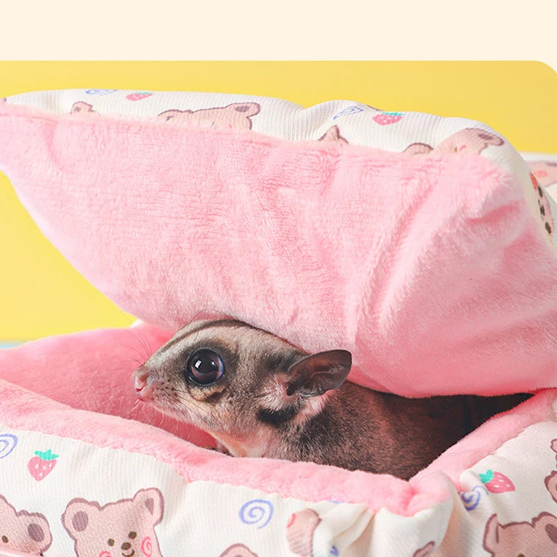 Sugar Glider Bed Guinea Pig Sleeping Pouch Bag Small Pet Squirrel Rat Hamster Warm Bed House Cage Accessories