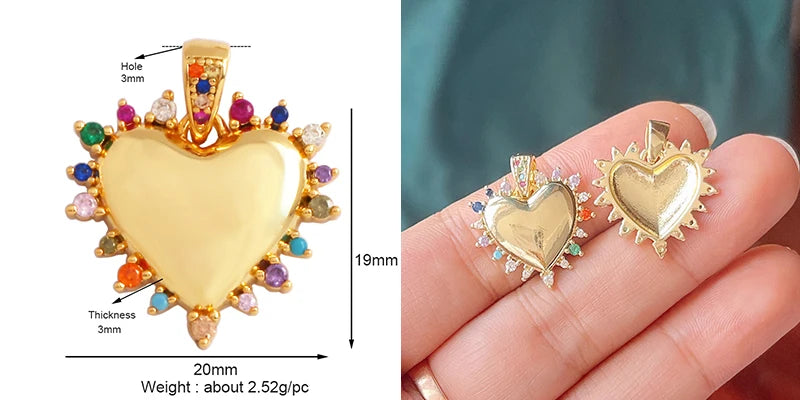 Classics Love Heart Star Zircon Focal Charm Pendant 18K Gold Plated Shell Pearl Jewelry
