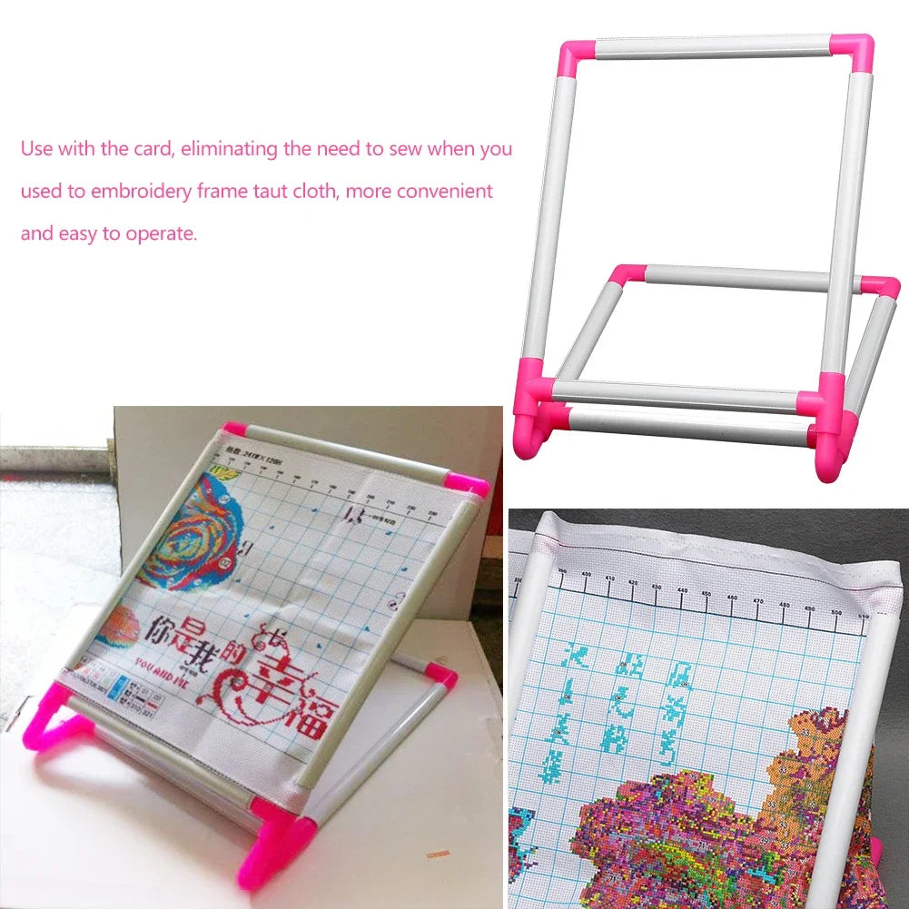 Adjustable Solid Wood Cross Stitch Frame Floor Stand for DIY Embroidery and Needlework