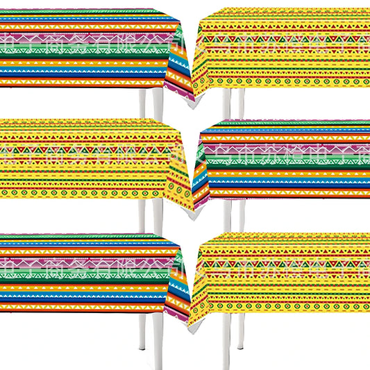 Mexican Disposable Tablecloth - Colorful Stripes