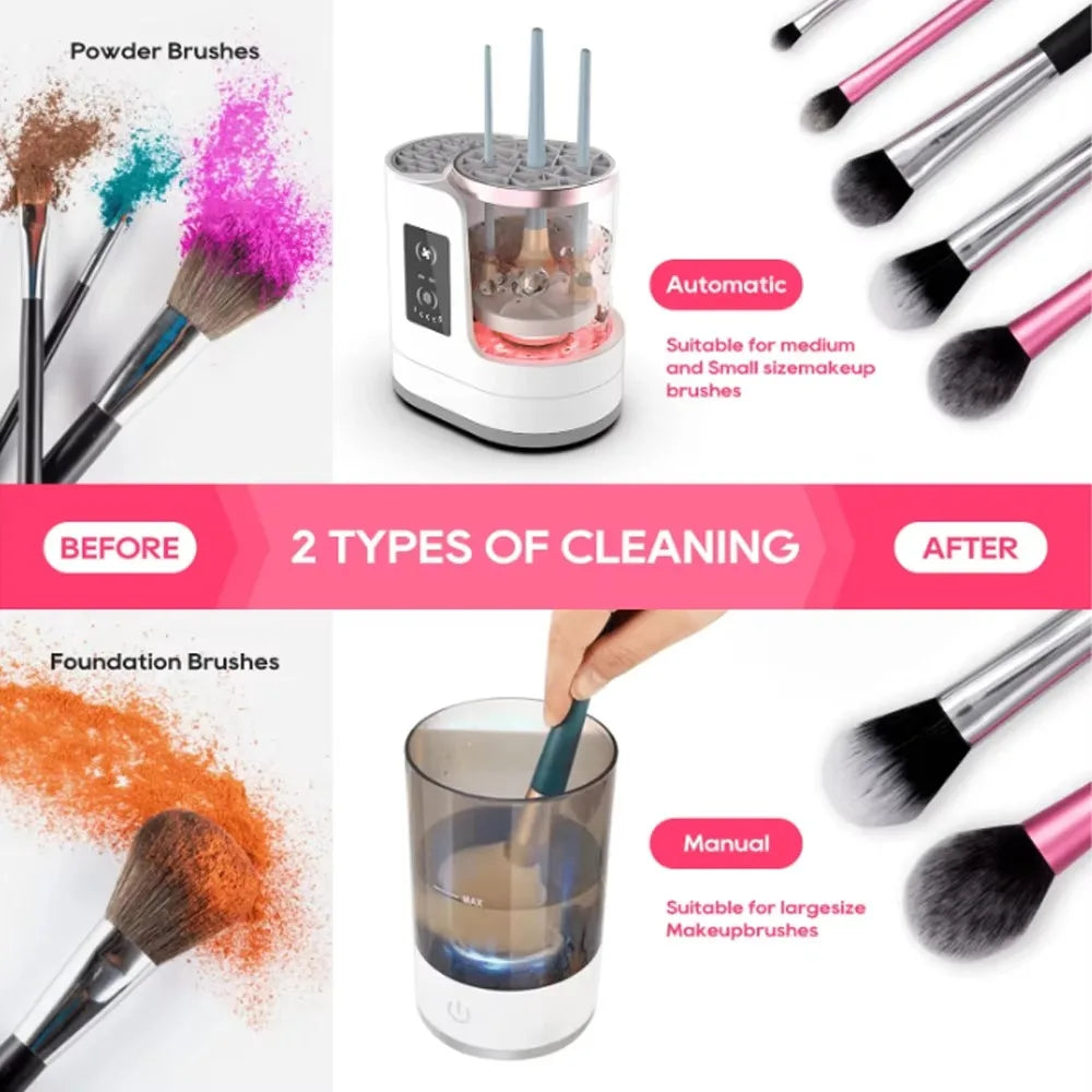 Electric Makeup Brush Cleaner Automatic Cosmetic Brushes Cleaner USB Rechargeable Brush Cleaning Drying Machine for Salon