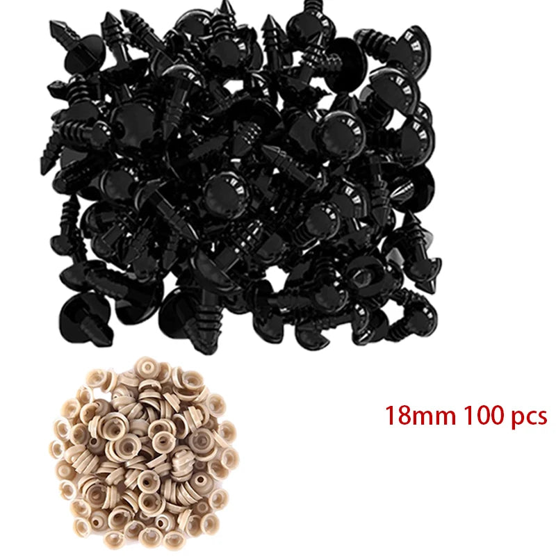 100pcs Plastic Safety Eyes 5-20mm for DIY Toys and Dolls