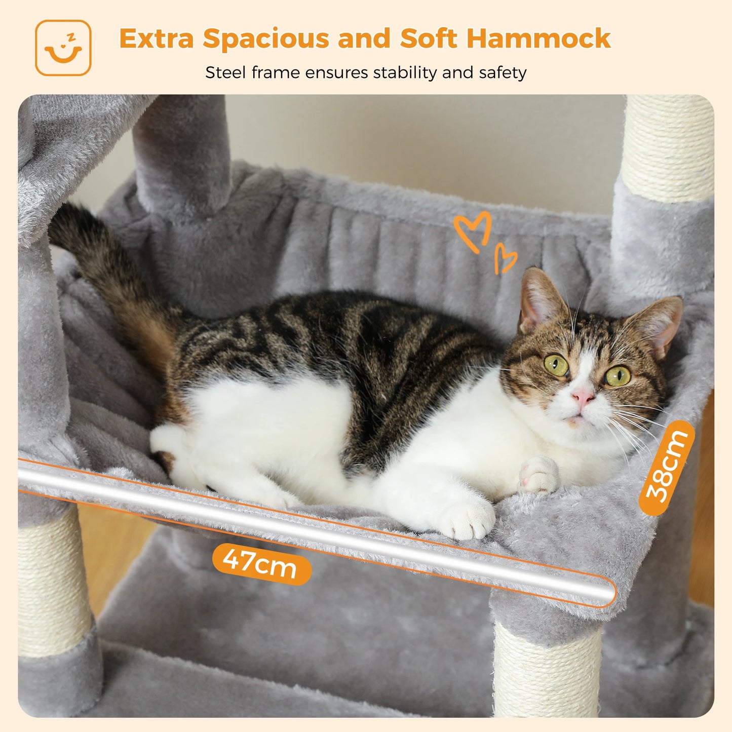 184cm Large Cat Tree and Tower for Indoor Cats With Scratching Posts and Spacious Hammocks