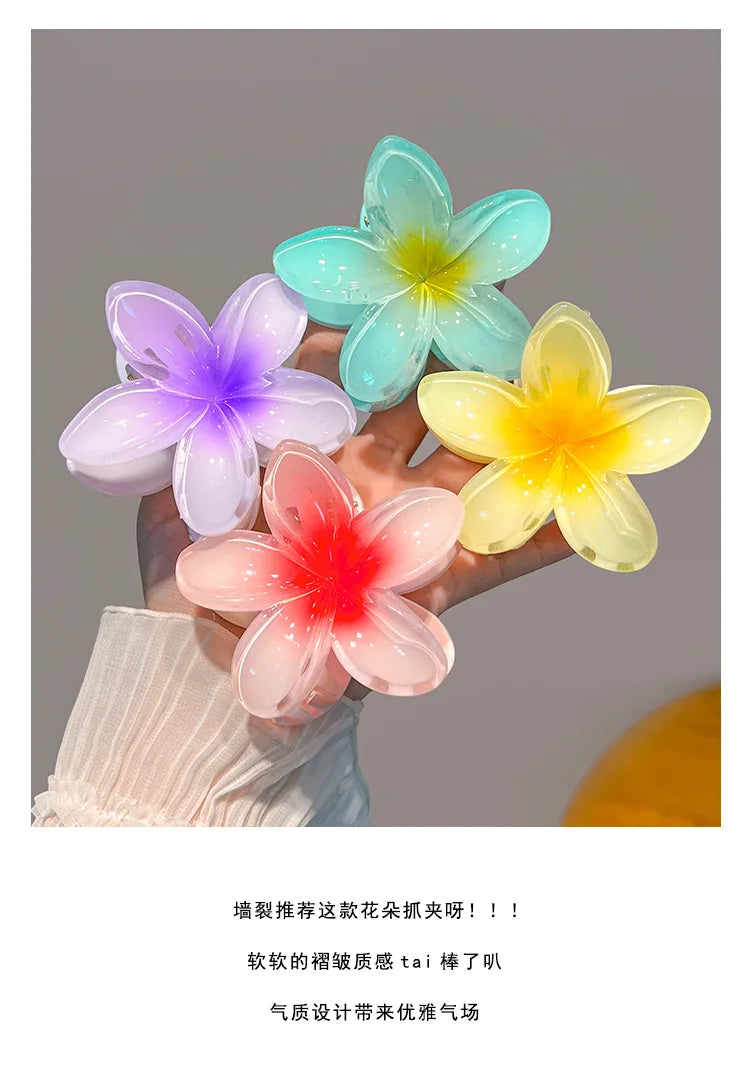 Bohemian Beach Vacation Lily Flower Hair Claw Sweet Hair Clip for Women Floral  Claws Fashion Girl  Accessories Gift