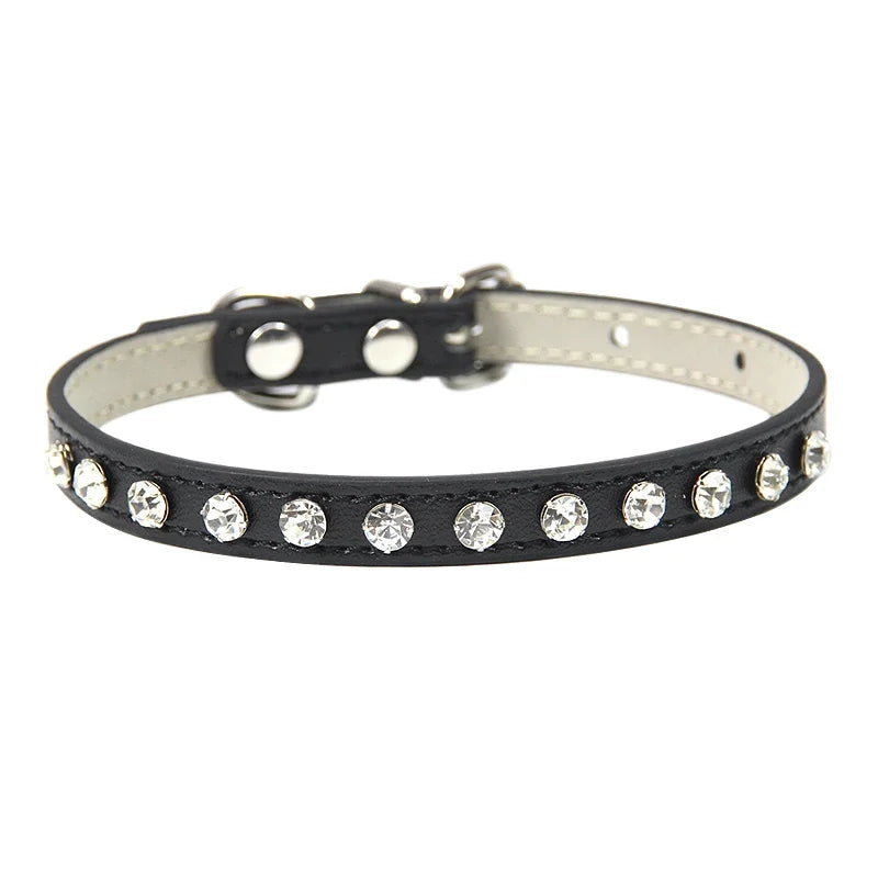 Luxury Rhinestone Rivets Cat Collar Leather Small Dog Collars  Puppy Neck Strap for Kitten Accessories Wholesale / Dropshipping