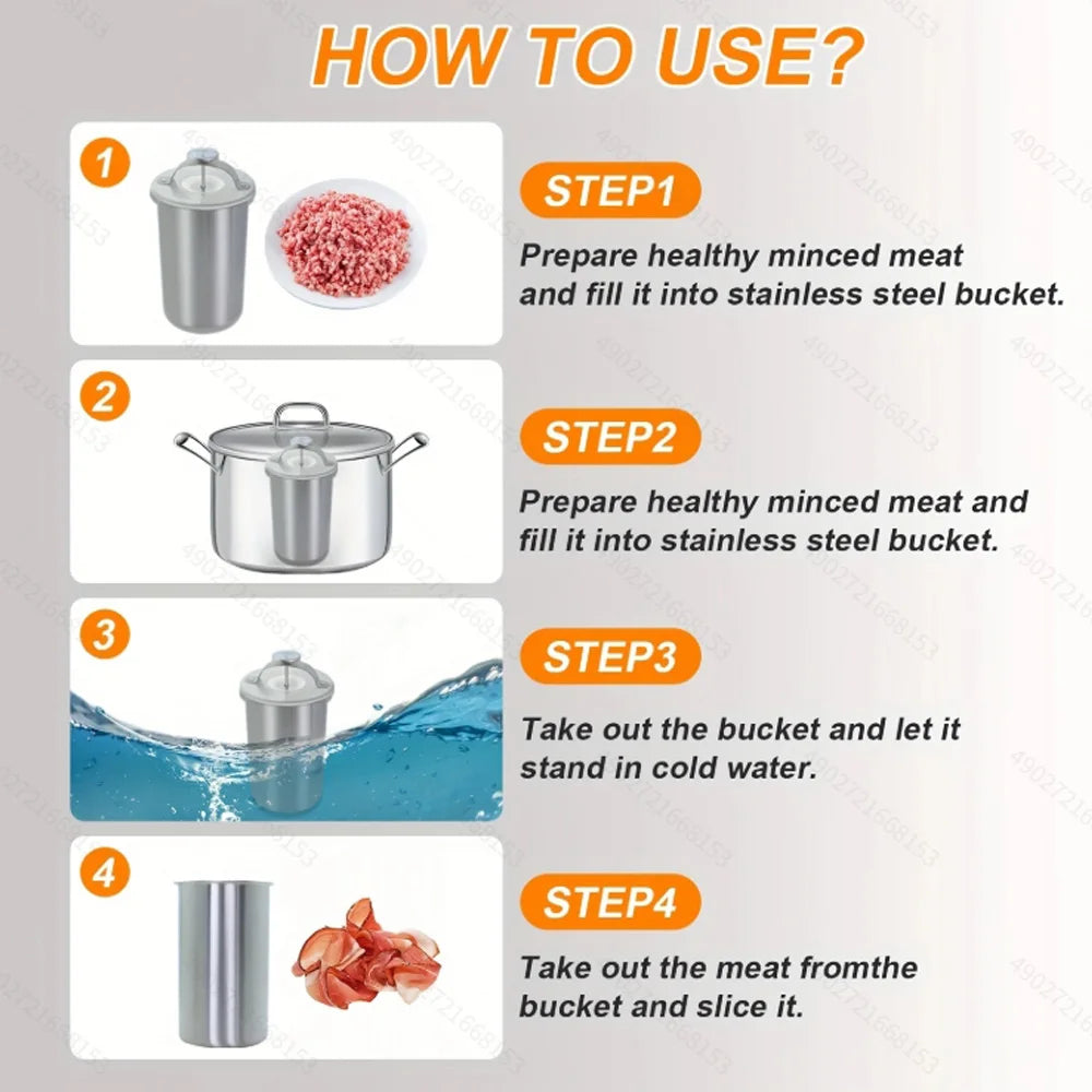 Stainless Steel Steamed Meat Pot with Thermometer Ham Press Maker for Poultry and Meat Cooking