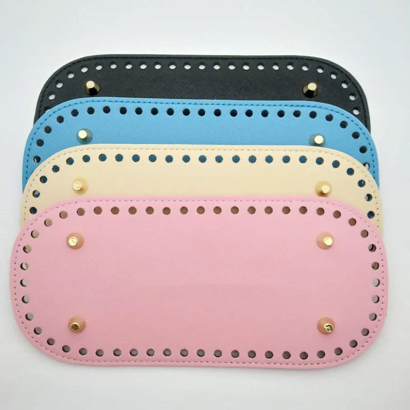 22x10cm PU Leather Bag Base with Holes for Crochet DIY