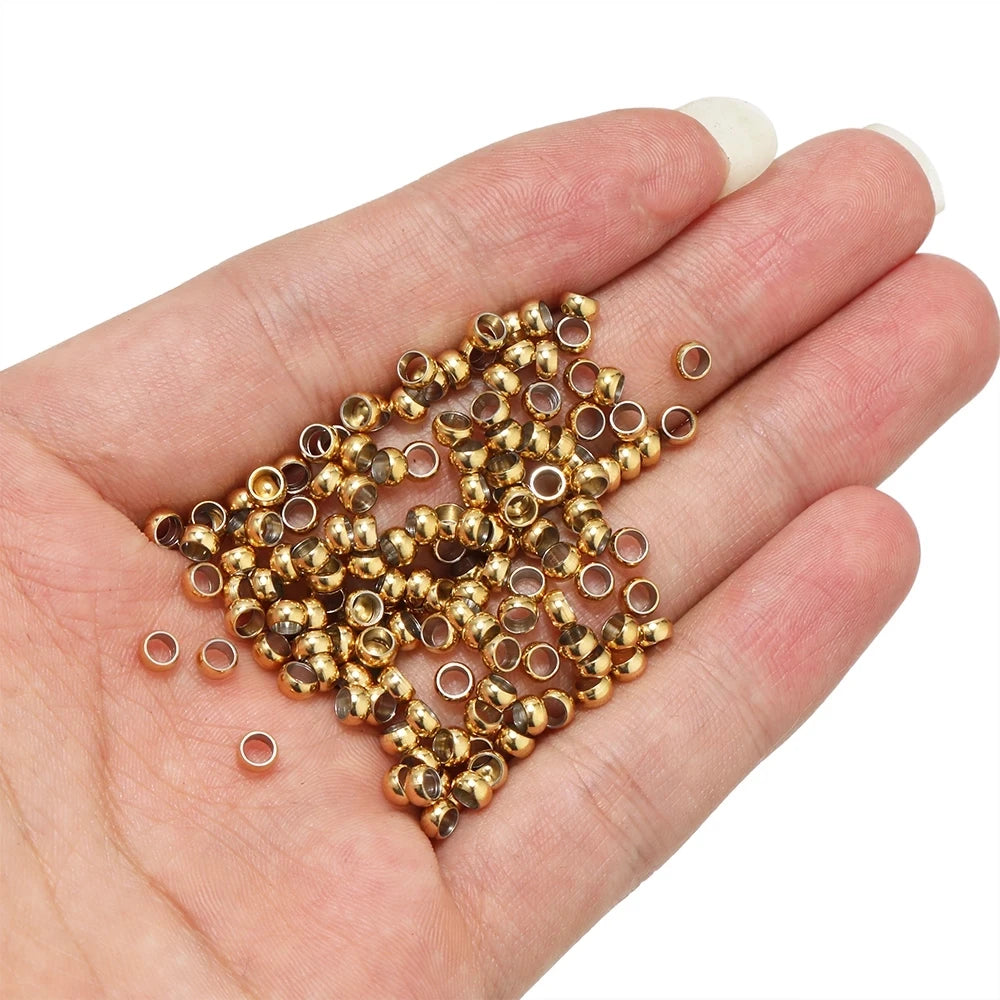 100Pcs Stainless Steel Ball Crimp End Beads Dia1.5-4mm For DIY Jewelry Making