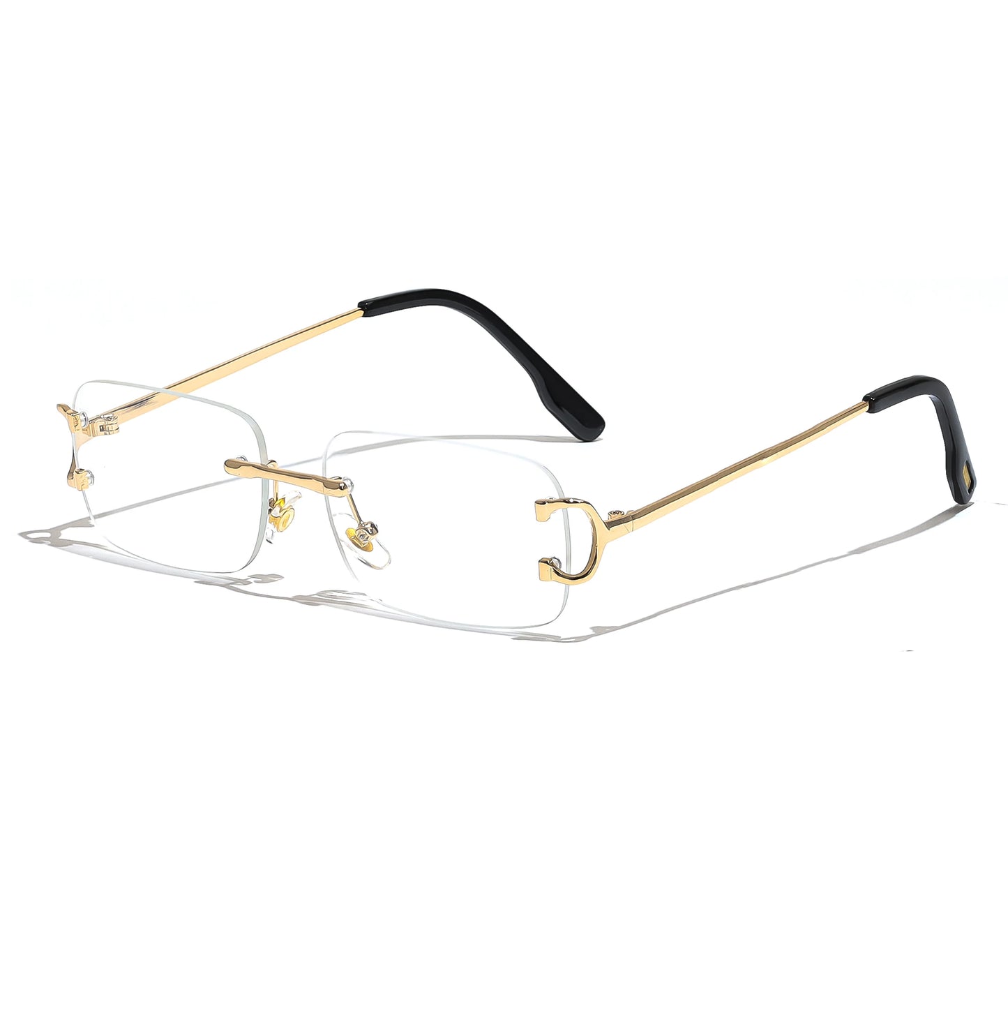 HBK Retro Rimless Small Sunglasses Gold Frame UV400 Eyewear