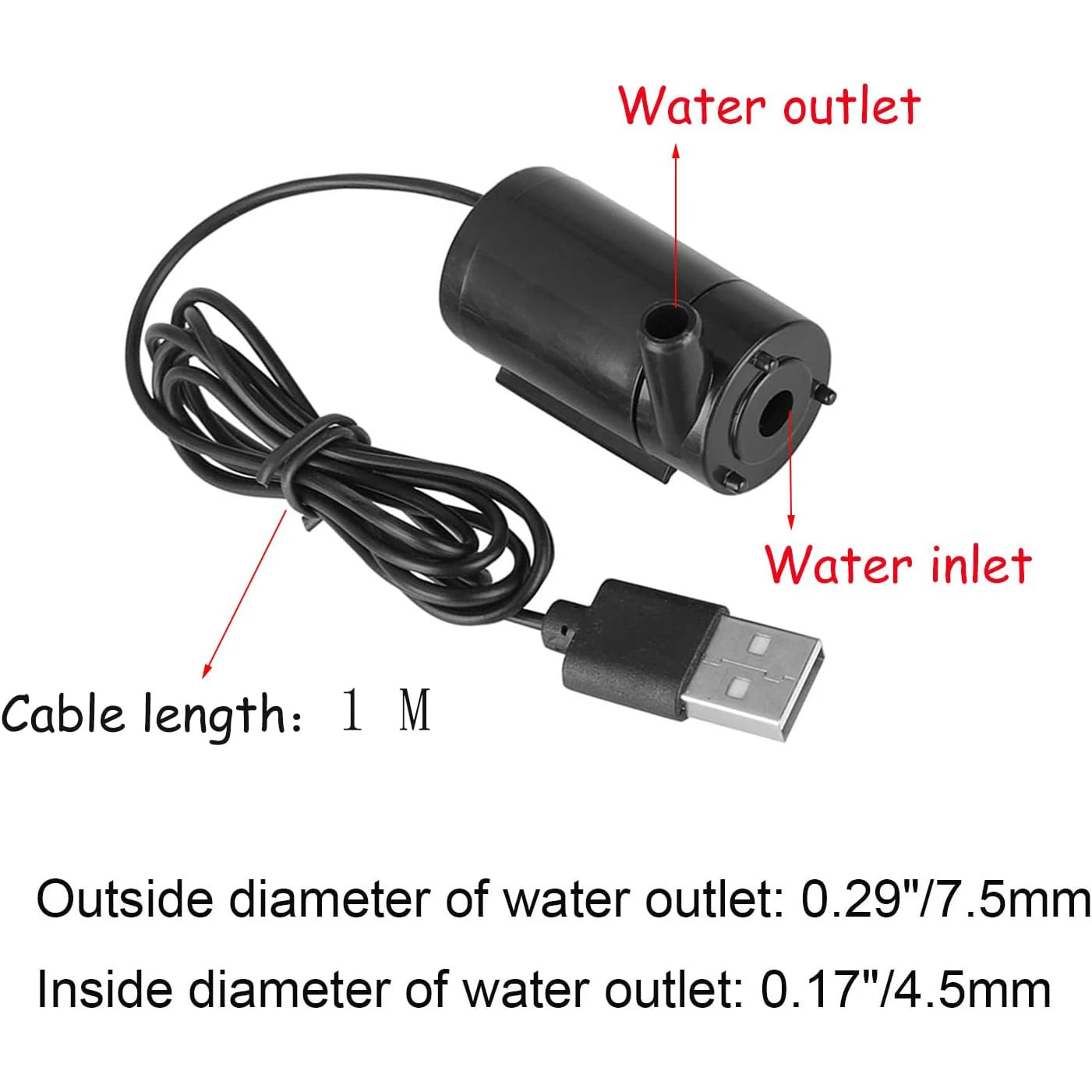 Mini bomba de agua sumergible USB de 3 a 5 V CC, sin escobillas y de bajo ruido para acuarios, peceras, estanques, fuentes, sistemas hidropónicos y jardines