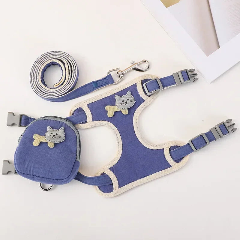 Dog Harness With Leash Set Backpack Bag Carrier Outdoor Adventure Large Small Pets Supplies Accessories Brand