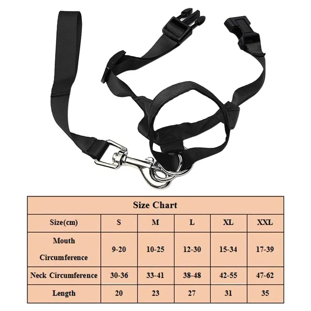 Adjustable Anti Barking Dog Halter Non Pull Nylon Leader Harness Dog Head Collar Dog Halter Dog Muzzle