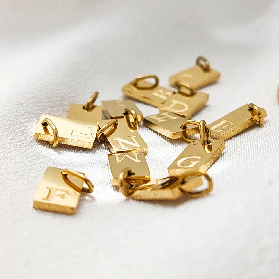 SUNIBI Alphabet Charm Pendant for Necklaces Stainless Steel Jewelry