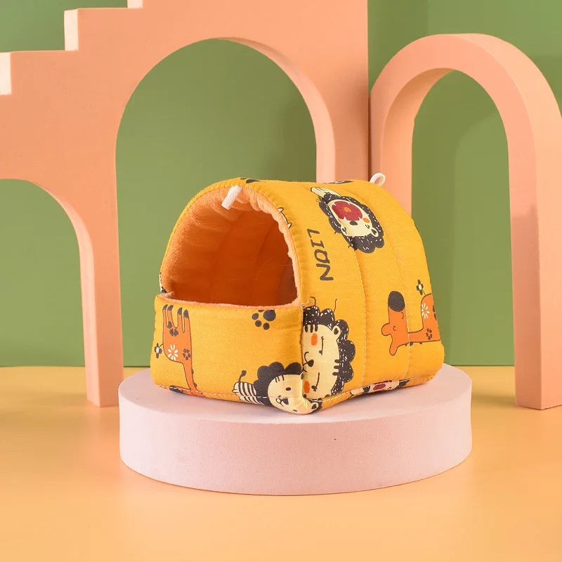 Cute Cartoon Bird parrot Mini Cage Guinea Pig Nest Small Animal Mice Rat Pet Sleeping Bed Hamster House Winter Warm Soft Mat