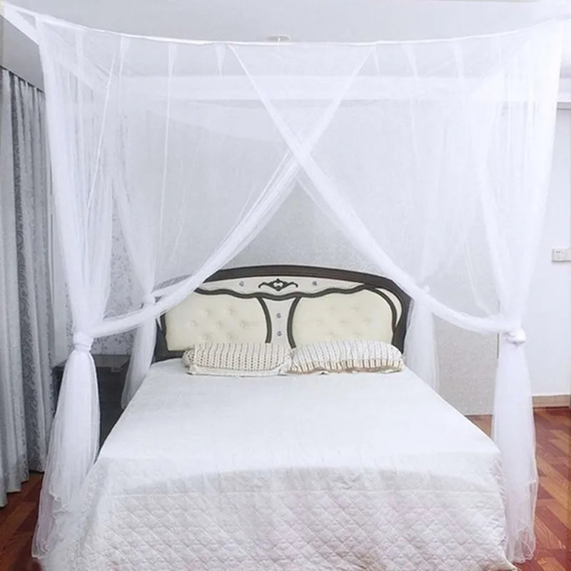 Mosquito Net Cotton Four-Door Canopy for King/Queen Bed