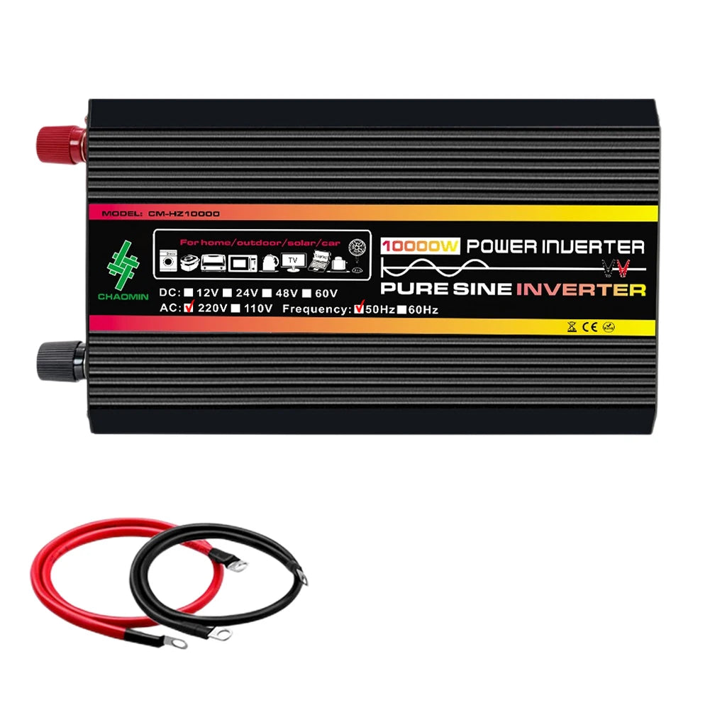 10000W/12000W Car Inverter LCD Display Pure Sine Wave Inverter DC 12V to AC 220V