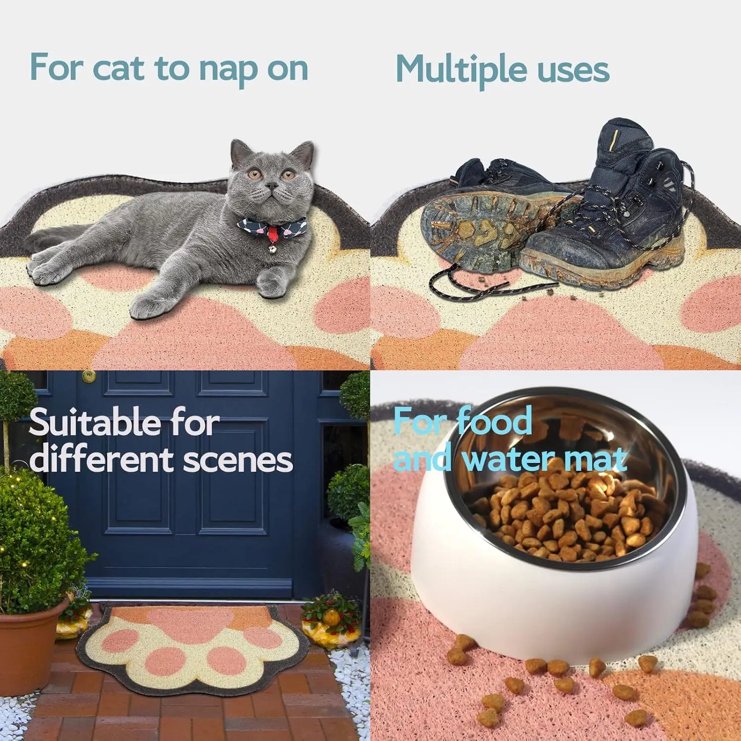 Cute Cat Litter Mat Litter Box Mat Litter Trapping Mat Soft on Kitty Paws Anti Slip Pet Accessories Door Floor mats Bathroom Mat
