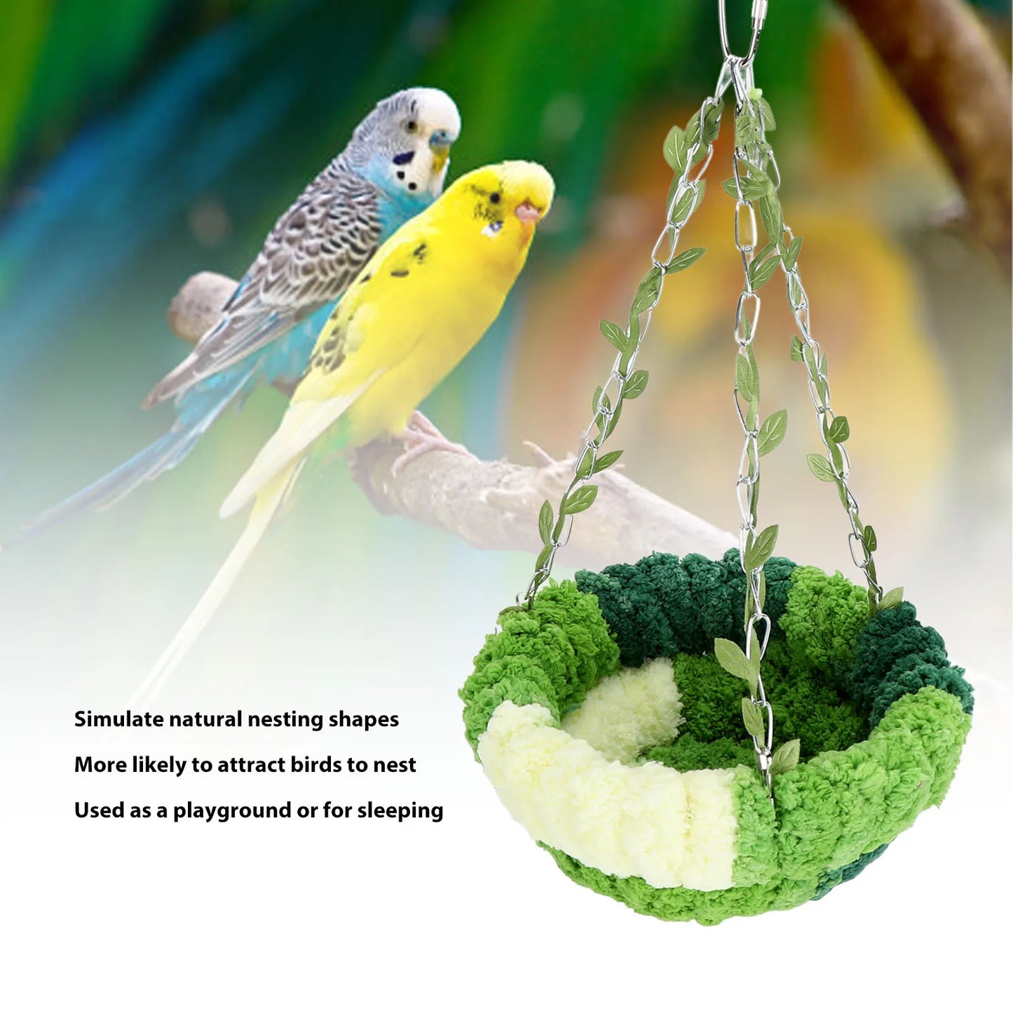Bird Nest Swing Parrot Hammock Bed Comfortable Soft Coral Fleece Hanging Bird Sleeping Nest for Cage Green Parrot Nest for Cage