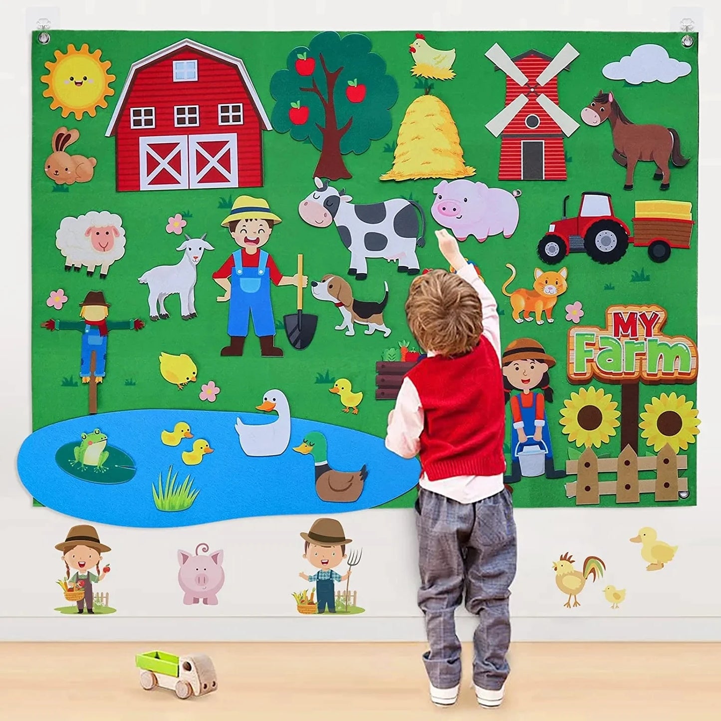 Farm Animals Felt Story Busy Board Set for Toddlers and Preschoolers Interactive Farmhouse Themed Early Learning Play