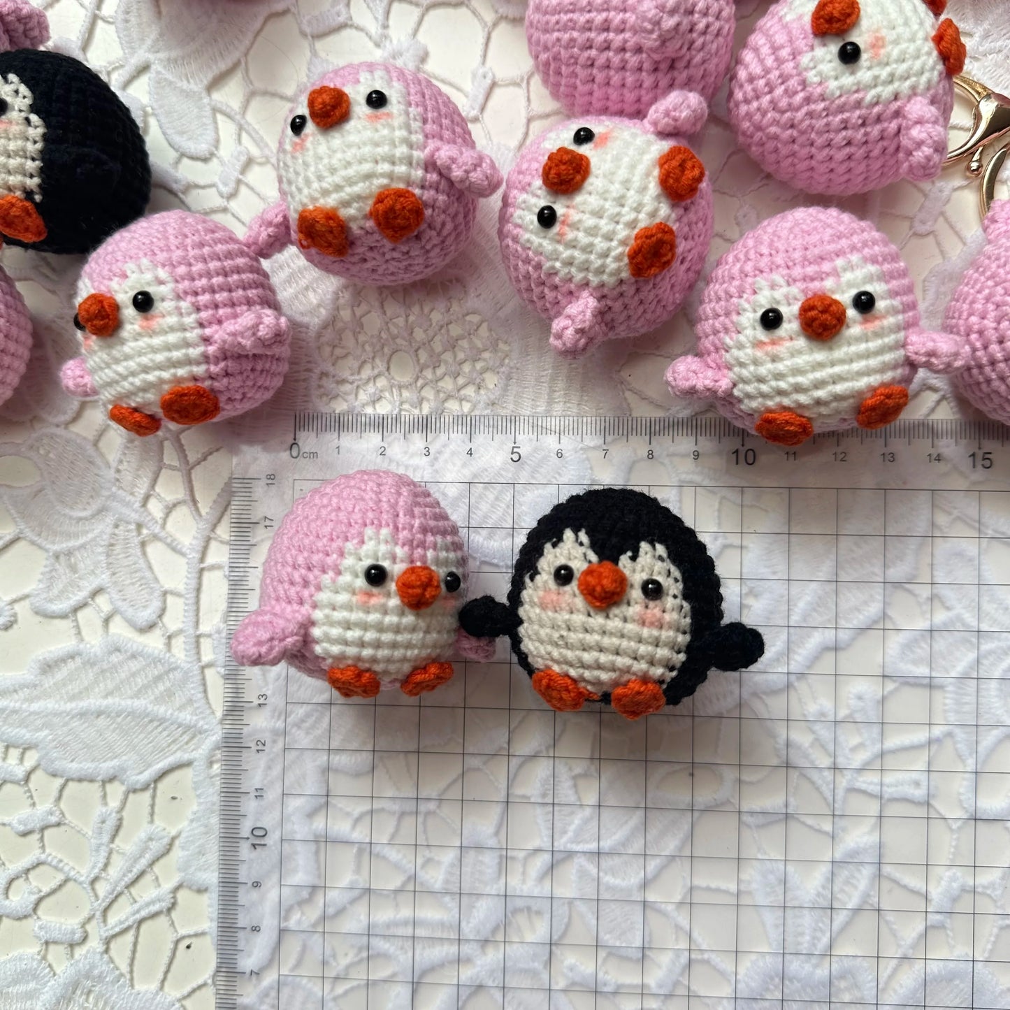 Handmade Cute Cotton Wool Penguin Doll Crochet Keychain