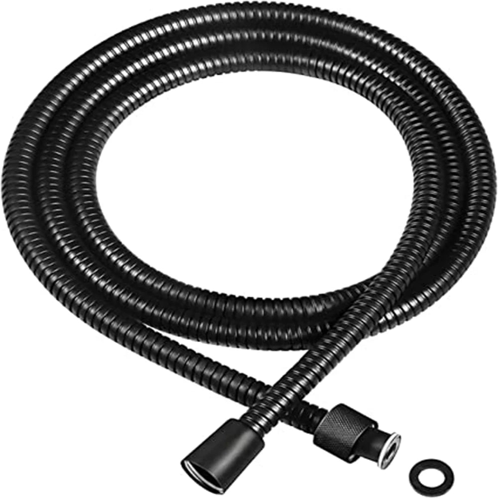 Manguera de ducha flexible negra SUS 304 de 1,5/2 m, manguera de ducha larga para baño, tubo de extensión para plomería, accesorios para baño