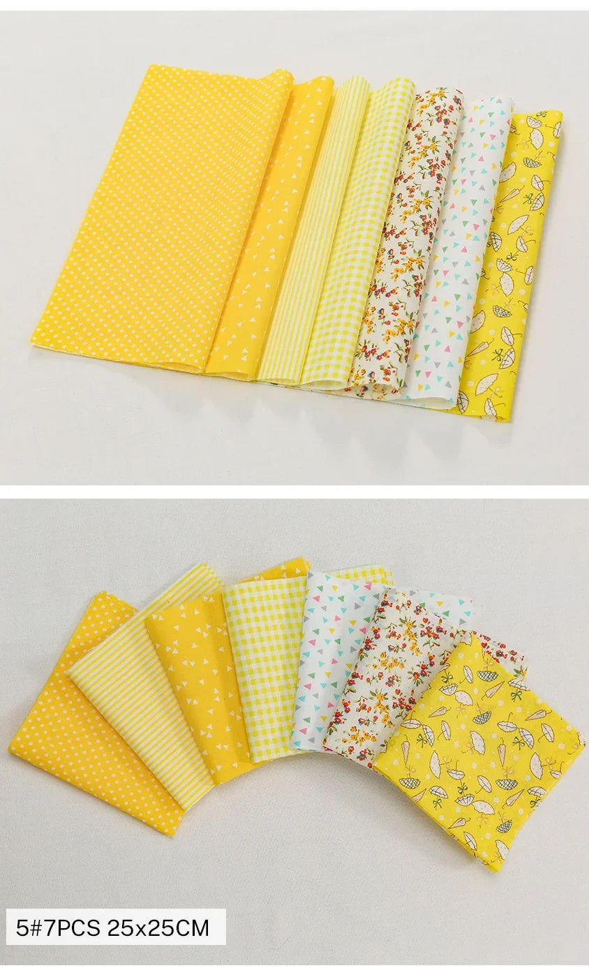 7 Pieces 25x25Cm Cotton Flower Fabric Printed Cloth for DIY